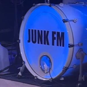 A bass drum with Junk Fm sticker