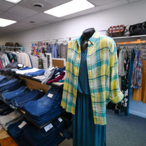 Retail clothing on display