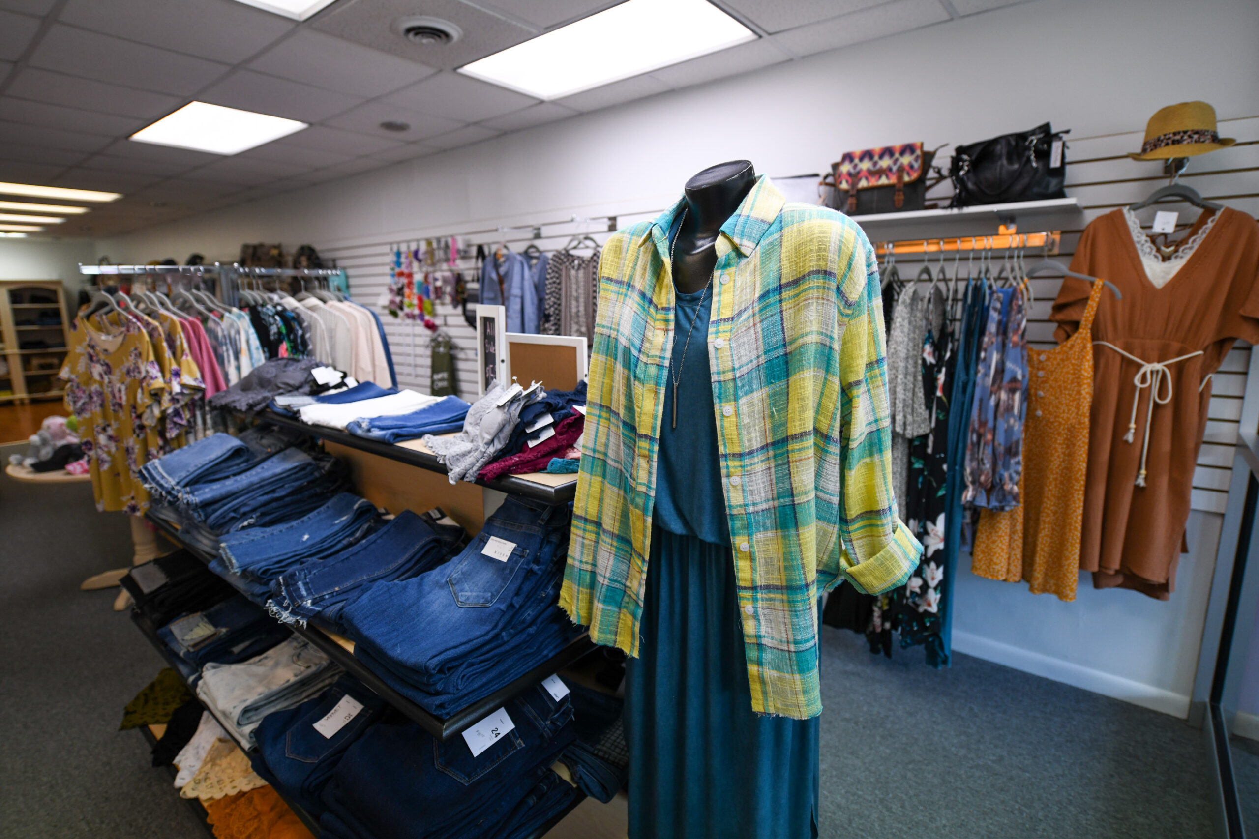 Retail clothing on display