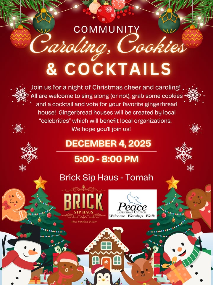 Caroling and Cocktails event flier