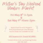 A colorful poster with flowers on the top and bottom of it.