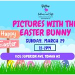 A poster with the event information on it in different colored front.