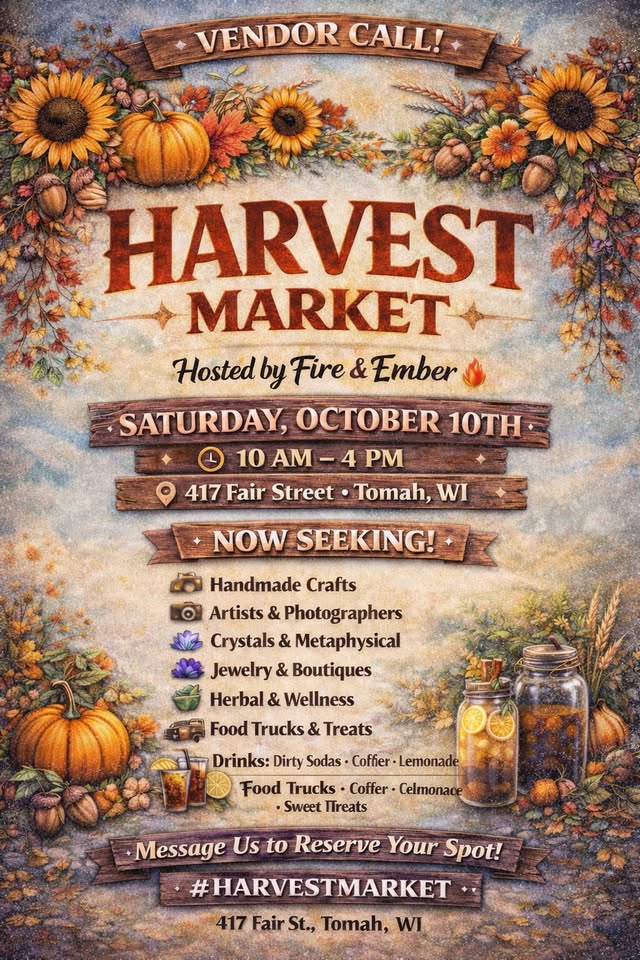 A poster showing the event information with a theme of autumn.