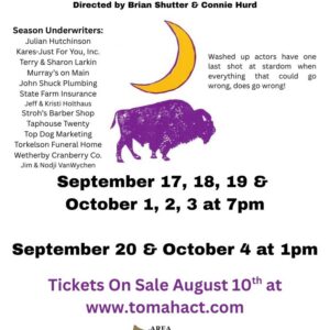 A poster with a moon over a buffalo.