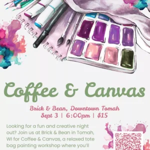 Coffee and Canvas event flier