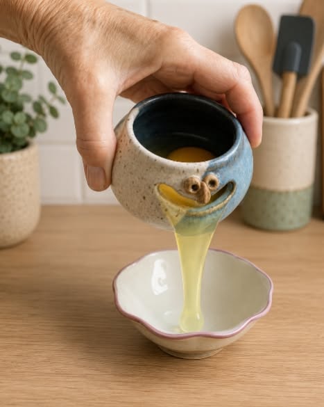 a ceramic egg yolk strainer