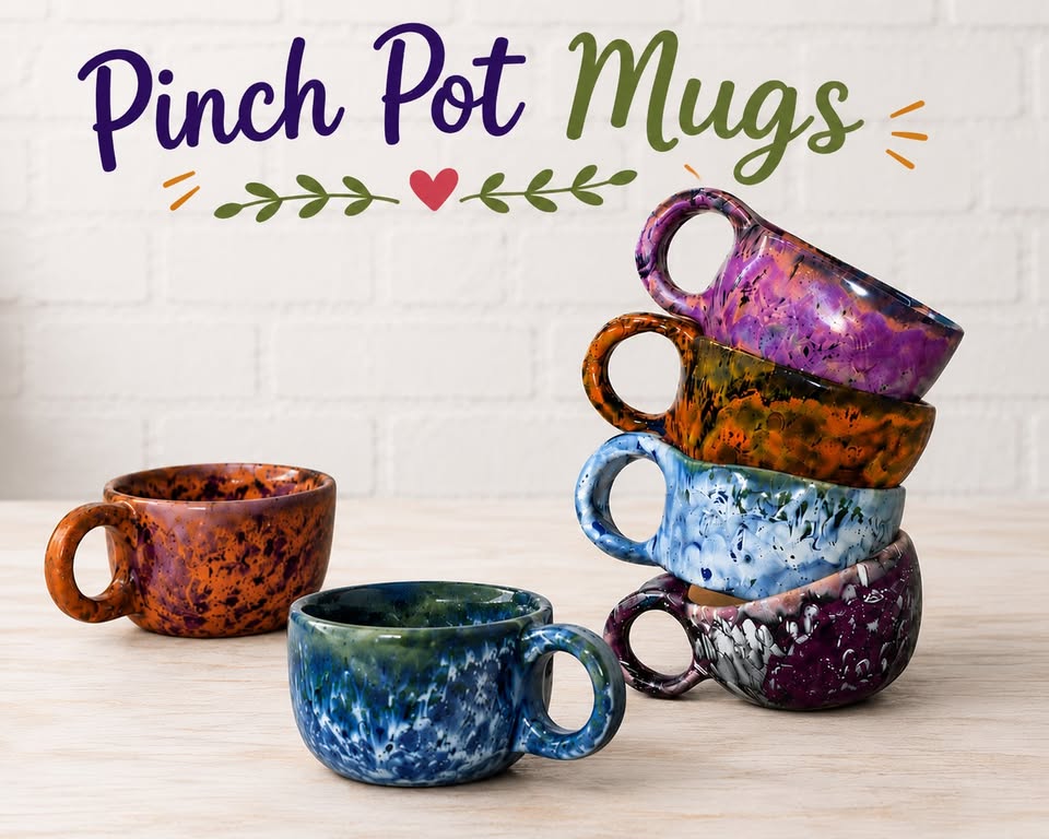 a stack of glazed pinch pot cups