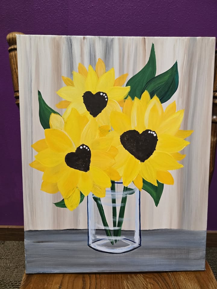a painting of sunflowers