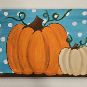 Canvas painting with two pumpkins
