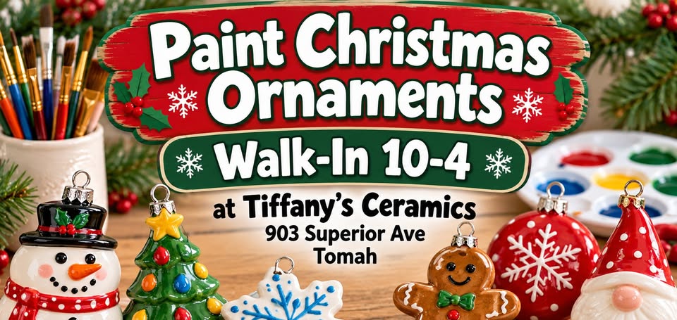 paint christmas ornaments event flier