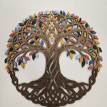A painted wooden tree of life
